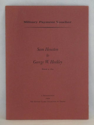 Item #1058 Sam Houston to George W. Hockley March 4, 1843