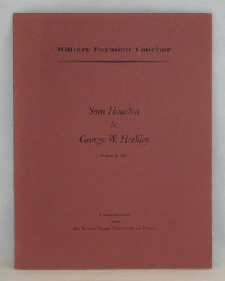 Item #1058 Sam Houston to George W. Hockley March 4, 1843