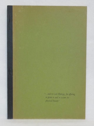 Item #467 A Hertzog Progeny. Being a selection of books delivered by CARL HERTZOG, printer, book...